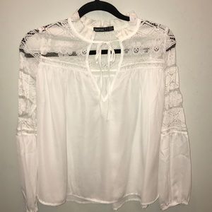 White Lace Long Sleeve Top